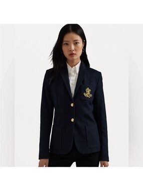 Lauren Ralph Lauren Navy Blazer with Gold Crest Patch